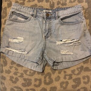 Billabong Light Blue Distressed Denim Shorts
